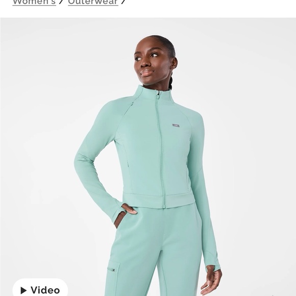 FIGS NWT Aqua/Mint On Shift ContourKnit Jacket - Picture 6 of 7